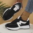 thumbnail image 3 of Rokment Women's Orthopedic Platform Running Walking Shoes Comfortable Vintage Casual Color Block Suede Flatform Mid Heel Tennis Skate Fashion Sneakers Spring Fall Black Size 6.5, 3 of 6