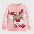 thumbnail image 3 of GYRATEDREAM Toddler Girl Boy Christmas Sweater Baby Long Sleeve Xmas Elk Reindeer Embroidery Knitted Crewneck Pullover Tops Kids Autumn Winter Warm Clothes for 6 Years Pink, 3 of 7