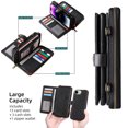 thumbnail image 6 of for iPhone 16e Crossbody Strap Wallet Case for Women Men, Zipper Pocket Purse [Detachable Wallet 2 in 1] [RFID Blocking] [13 Card Holder], Leather Magnetic Flip Kickstand Case,Black, 6 of 8
