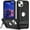 PC0427-01, variant on Petocase for iPhone 14 Pro Max Case with Stand Rugged Slim Snug Fit Hybrid Matte Design Military Drop Protection Hard Shockproof Bumper Kickstand Phone Cover,Black