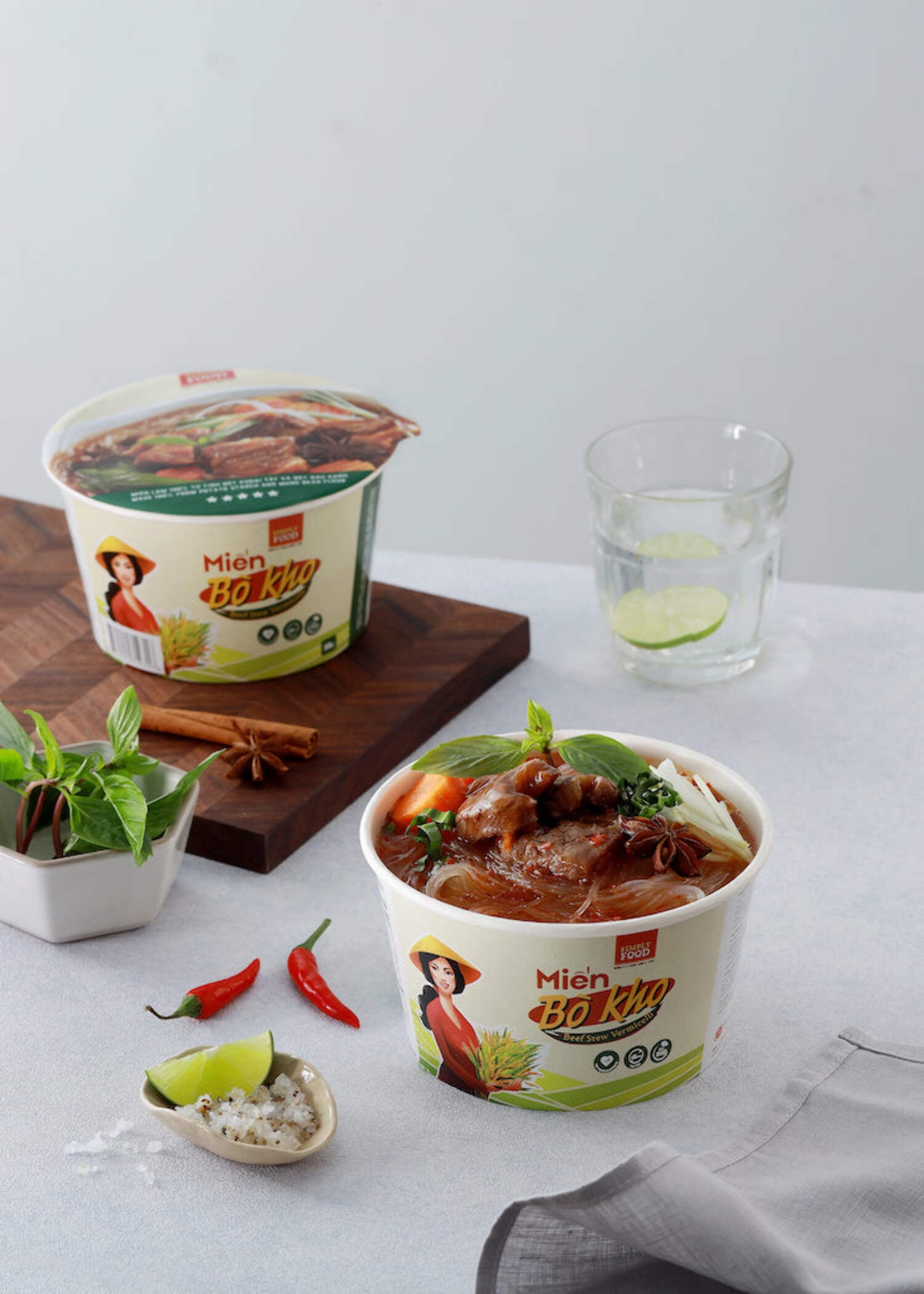Instant Beef Stew Glass Noodle (9 Bowls/Box): $1.99 per Bowl (55g), Fork Included by Simply Food