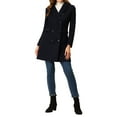 thumbnail image 2 of Abrigo de invierno para mujer INSPIRE CHIC, con solapa muestrera, doble botonadura, color azul oscuro, talla M, 2 of 6