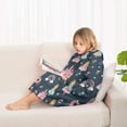 thumbnail image 4 of Dark Blue Princess Castle Night Pattern Blanket Hoodies for Kids 6-13YR Oversize Wearable Blanket Hoodies for Boys Girls Teens, 4 of 7