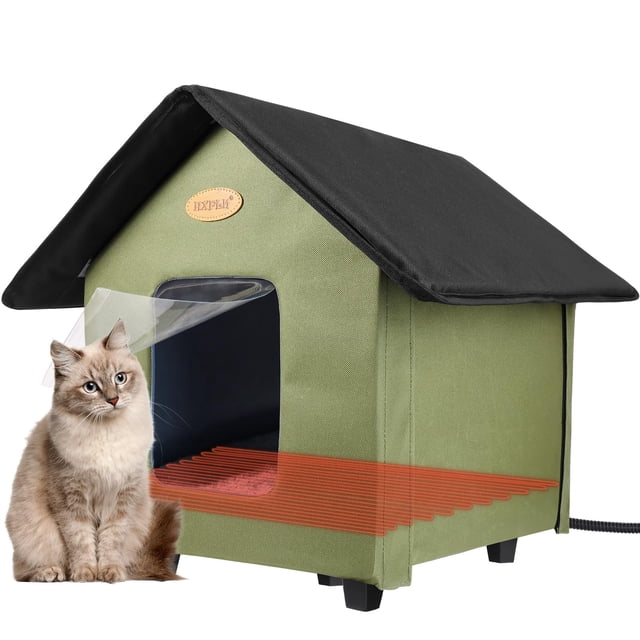 Casa para gatos con calefacción HXPLN, aislante a prueba de intemperie para invierno