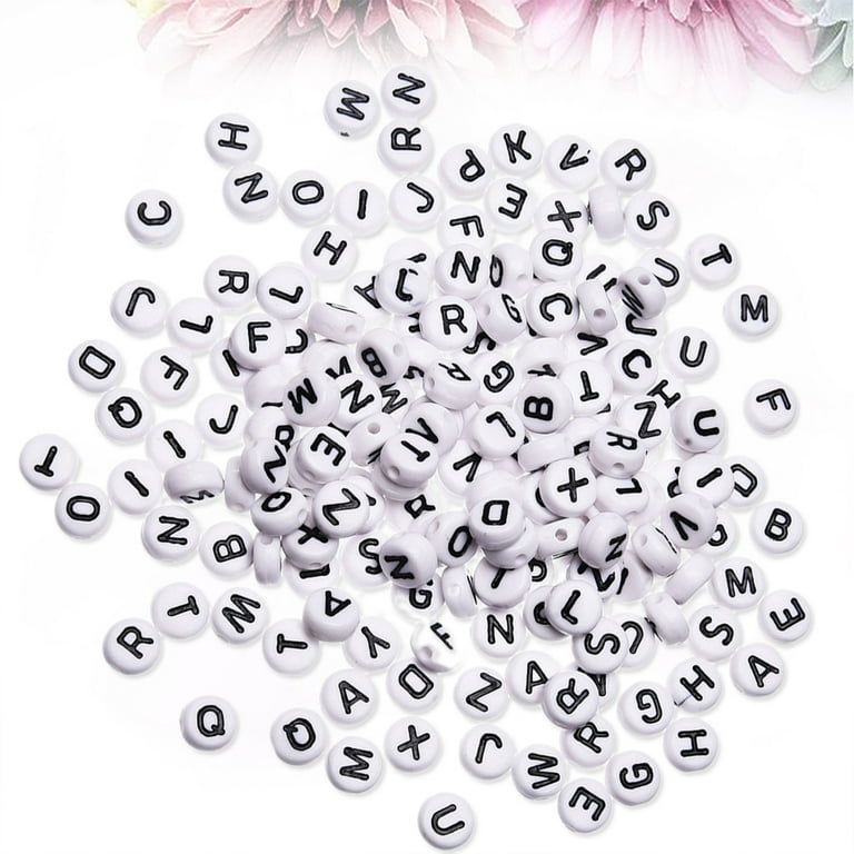 600pcs 4x7mm Round Acrylic Letter Beads Black White Alphabet Beads for DIY  Bracelets Handmade Gift 