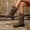 Brown, variant on Women Buckle Strap Ruched Mid Calf Boots Faux Suede Solid Color Round Toe Block Mid Heel Winter Casual Boots Indoor Outdoor Daily Wear US Size 5 To 9 Brown
