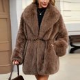 thumbnail image 6 of Miqool Women's Faux Fur Coat Lapel Collar Long Sleeve Warm Winter Coat with Pockets and Belted, 6 of 8