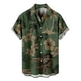 thumbnail image 1 of Camisa Hombre Top de camisa con estampado de solapa de manga corta informal de primavera y verano para hombre (Green, M), 1 of 2