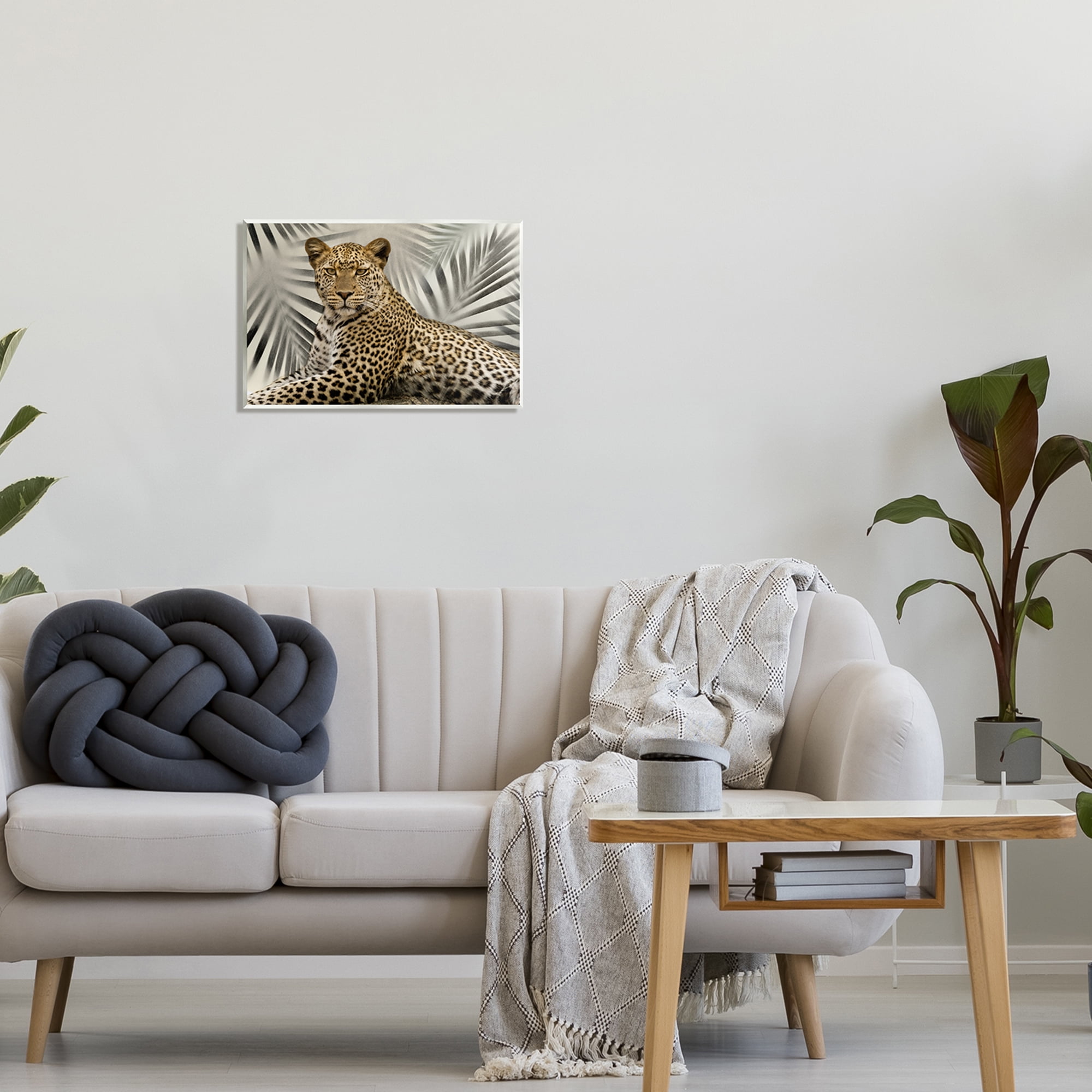 Stupell Industries Leopard with Palm Fronds Animals & Insects Painting Unframed Art Print Wall Art, 19 x 13