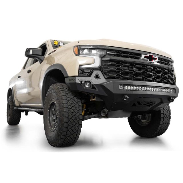 Addictive Desert Designs Bumper F120083030103 Stealth Fighter; One Piece Design; Direct-Fit; Mounting Hardware Included; Without Winch Mount; Two 3 Inch Pod LED Light Mounts
