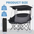 thumbnail image 2 of MOPHOTO Double Beach Chair with Canopy Shade, Oversized Folding Loveseat with Cup Holder & Side Pocket for Camping, Beach, Lawn, Fishing, 2 of 8