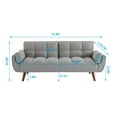 thumbnail image 7 of Modern Linen Convertible Sofa, Industrial Style Sofa Bed with Adjustable Backrest, Armrest, Wooden Frame, Upholstered Sofa Couch for Living Room,Apartment,Christmas, Gray, 7 of 7