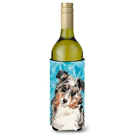 

Australian Shepherd Winter Wine Bottle Beverge Insulator Hugger