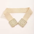 thumbnail image 2 of Zhengup Women's Symmetrical Buckle Straw Belts Wide Belt Elastic Waistband, 2 of 3