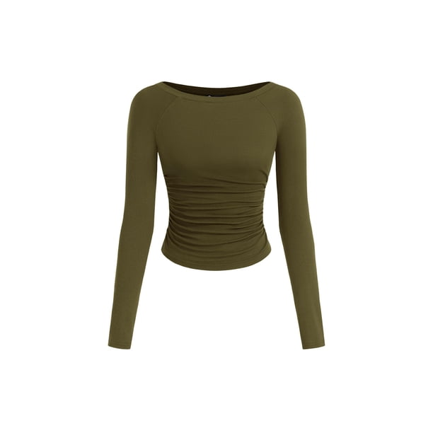 Camisas de Manga Larga PRETTYGARDEN Mujer Otoño 2025 Verde Militar