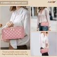 thumbnail image 3 of SUOSDEY 2 in 1 Crossbody Makeup Bag,Travel Luxury Leather Cosmetic Bag Organizer Set(Pink,Checkerboard pattern), 3 of 7