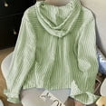 thumbnail image 6 of MaFYtyTPR Women Striped Hoodies Fashion Button Long Sleeve Casual Blouse Sun Protection Hooded Top for Women A-Green XL, 6 of 6