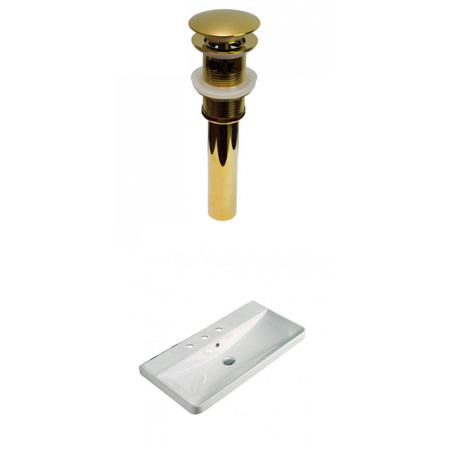 American Imaginations 31.89-in. W 3H8-in. Ceramic Top Set In White Color - Overflow Drain Incl. AI-30780