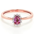 thumbnail image 2 of Gem Stone King 0.36 Ct Oval Pink Mystic Topaz White Diamond 18K Rose Gold Ring (Size 8), 2 of 3
