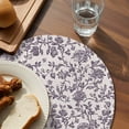 thumbnail image 3 of Farmhouse Purple Round 15 Inch Placemats Set of 4, Vintage Flower Leaf Botanical Plant HeatResistant Non Slip Place Mats for Dining Table, Wipeable Braided Kitchen Table Mats for Housewarming, 3 of 9