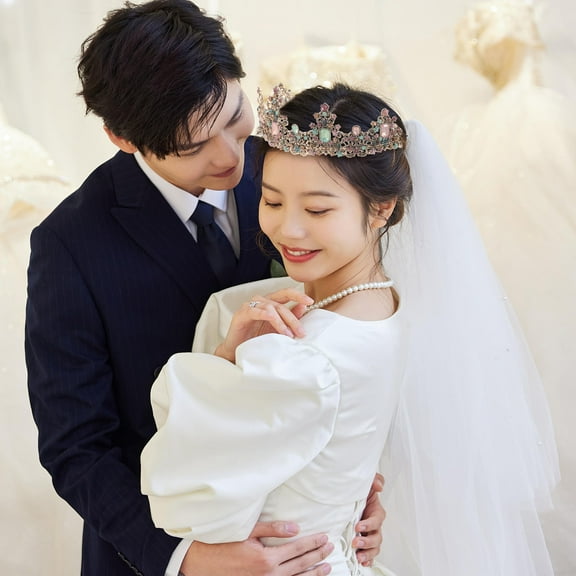 UNOMOR Glitter Crown Headband Retro Tiara for Brides Random 1Set