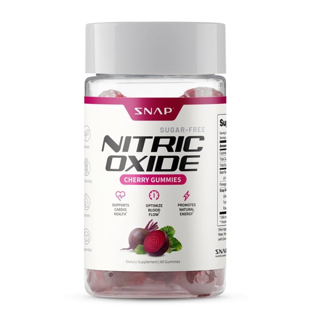 Snap Supplements Sugar Free Nitric Oxide Beet Root Gummies - Heart Health, Energy Boost, Circulation, Beet Root Chewables, Beetroot Nitric Oxide Booster, 60 Gummies