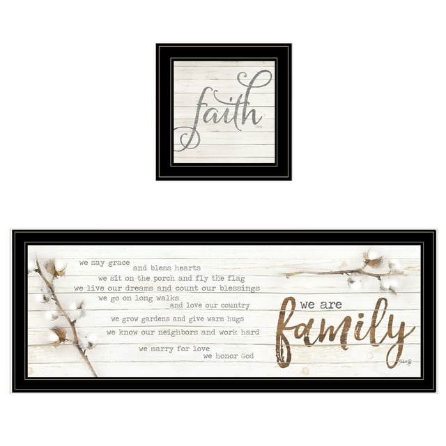 Trendy Decor 4U V559-704G "We are Family" 2-Piece Vignette by Marla Rae, Black Frame