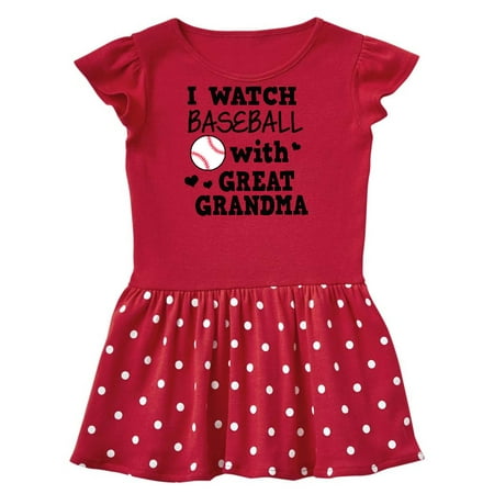 

Inktastic I Watch Baseball with My Great Grandma Gift Toddler Girl Dress
