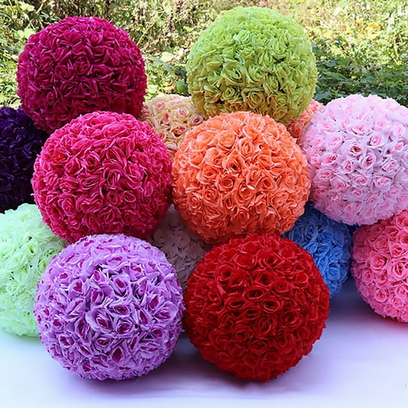 20cm Artificial Rose Silk Flower Ball Hanging Wedding Party Decor Centerpiece Pink Faux Silk Flower