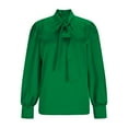 thumbnail image 5 of Women's Tops Dressy 2026 Summer Bow Tie Shirt Long Sleeve Satin Blouse Business Work Casual Outfits, 5 of 8