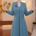 thumbnail image 5 of Quixlent Womens Suits 2 Piece Set Long Blazers Jacket Long Sleeve A-Line Dress Set for Formal Occasions Wedding Party, 5 of 8