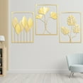 thumbnail image 6 of 3 PCS 24" Metal Wall Art Hanging Sculpture Gold Leaf Home Garden Decor Wall Art Ornament, 6 of 14