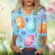 thumbnail image 1 of TaTaai Women Fashion Easter Eggs Floral Print 3/4 Sleeve Crew Neck Casual Top Soft Breathable Fabric for Spring Easter Holiday Family Gatherings Gift, 1 of 6