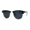 thumbnail image 2 of Mens Hipster Classic Half Horn Rim Iconic Sunglasses Black Gold Solid Black, 2 of 4