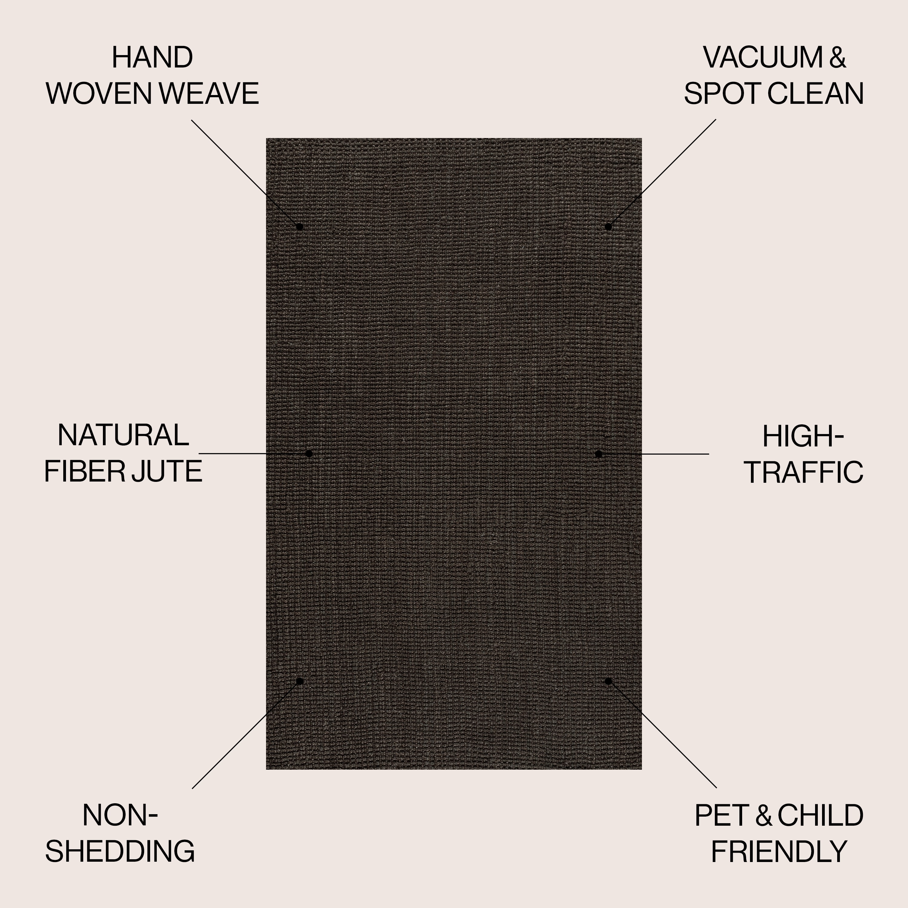 JONATHAN Y NATURAL FIBER 5 x 8 Area Rug, Pata Hand Woven Chunky Jute - Brown, NRF102G-5
