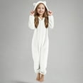 thumbnail image 2 of FAIWAD Girls Fleece Jumpsuits Kids Hooded Button Up Rompers Winter Warm Fuzzy Cute Jumpsuits, 2 of 7