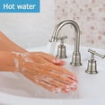 thumbnail image 3 of Classical 8 inch Bathroom Faucet, Bathroom faucets for Sink 3 Holes, Widespread Brushed Nickel Bathroom Faucet with Pop Up Drain and cUPC Lead-Free Hose (Brushed Nickel 2 Packs), 3 of 5