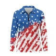thumbnail image 2 of Uorisanigo American Striped Stars Womens Long Sleeve Golf Shirt with Zipper Size L Versatile Quick Dry Hiking Running Workout Tops Relaxed Outing Wear, 2 of 7