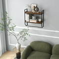 thumbnail image 4 of Topbuy 2-Tier Floating Shelving Wall-Mounted Shelf with Hanging Rod Expansion Screws & Metal Frame, 4 of 9