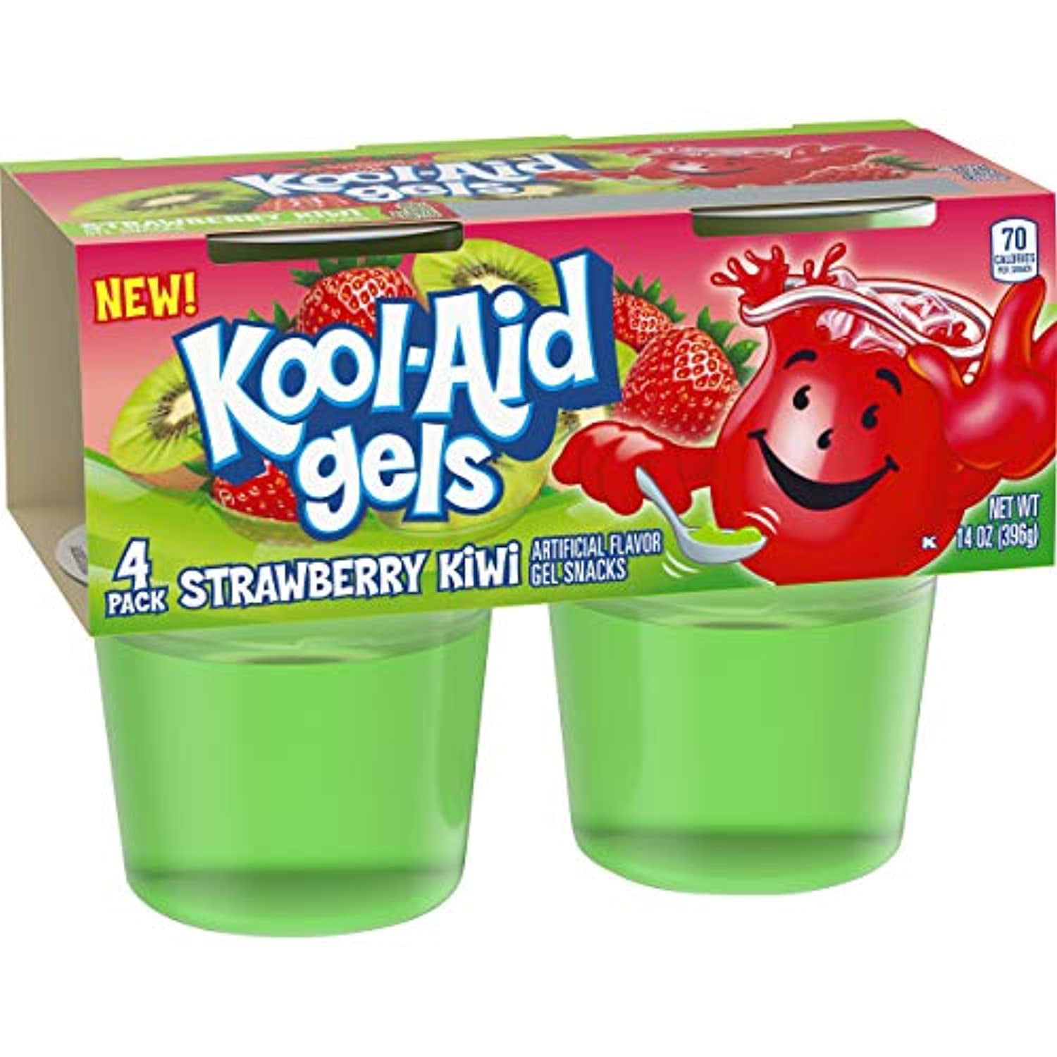 Jell-O Kool-Aid Gels Strawberry Kiwi Ready-To-Eat Gelatin Snacks (4 Cups)