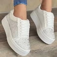 thumbnail image 2 of NOKIO Women Fashion Sparkle Rhinestone Sneakers Low Top Tennis Shoes Lace Up Casual Comfortable Walking Shoe Women's Summer Casual Flat Sole Single Shoes Lace Up Rhinestone Fabric Casual Shoes, 2 of 3