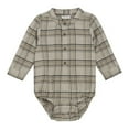 thumbnail image 1 of Minymo Long-Sleeve Checkered Bodysuit - Oxford Tan (1 Month), 1 of 3