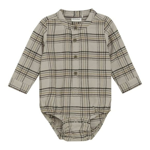 Minymo Justaucorps à Manches Longues à Carreaux - Oxford Tan (1 Mois)