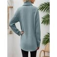 thumbnail image 4 of Women's Knit Cardigan Long Sleeve Oversized Scarf Collar Open Front Sweater Cozy Winter Fall Outerwear Soft Casual Loose Fit Tops,S,Blue1, 4 of 6