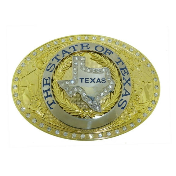 Texas Map Jumbo Gold Rhinestones Oval Finished Belt Buckle Large Big Limited Discontinued Product