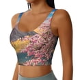 thumbnail image 2 of Kdxio Cherry Blossoms Print Workout Crop Tank Top for Women Racerback Yoga Tank Tops Athletic Sports Shirts Exercise Undershirts, 2 of 9