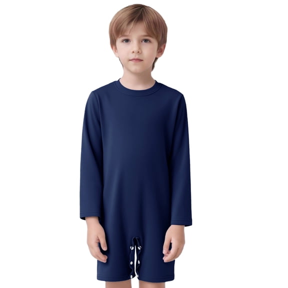Zaldita Adaptive Clothing for Autism Kids Boys Girls Special Needs Jumpsuit Long Sleeve Anti-Strip Romper Bodysuit Navy Blue 14