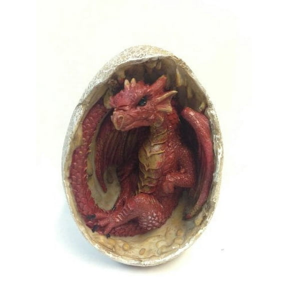 PTC 4.75 Inch Red Dragon Hatchling in Egg Casing Statue Figurine