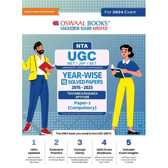Oswaal NTA UGC NET/JRF/SET Paper-1 (Compulsory) 15 Year's Solved Papers Teaching & Research Aptitude Yearwise 2015-2023 , (Paperback)