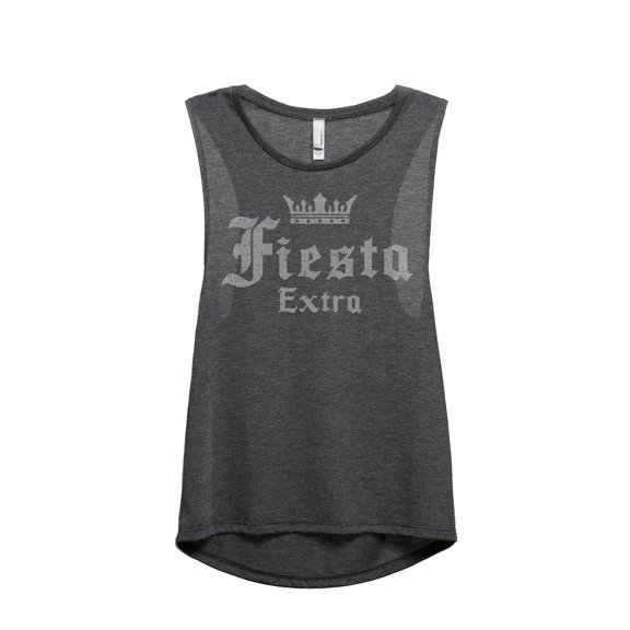 Fiesta Extra Women's Fashion Sleeveless Muscle Tank Top Tee Charcoal Grey Small